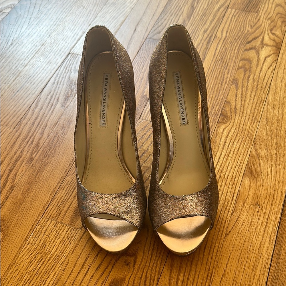 Vera Wang Women's Glitter Peep Toe Heels